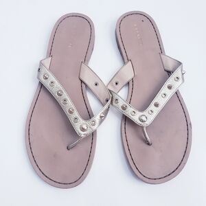 Coach Gold Studded Strap Thong Sandals